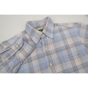 Sid Mashburn Mens Small Blue Plaid Cotton Button‎ Down Flannel Sport Shirt